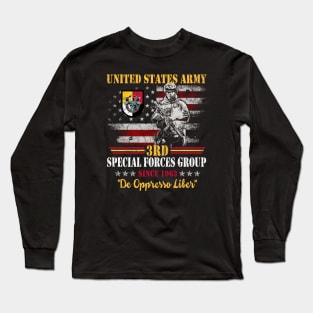 Proud US Army 3rd Special Forces Group Skull De Oppresso Liber SFG - Gift for Veterans Day 4th of July or Patriotic Memorial Day Long Sleeve T-Shirt